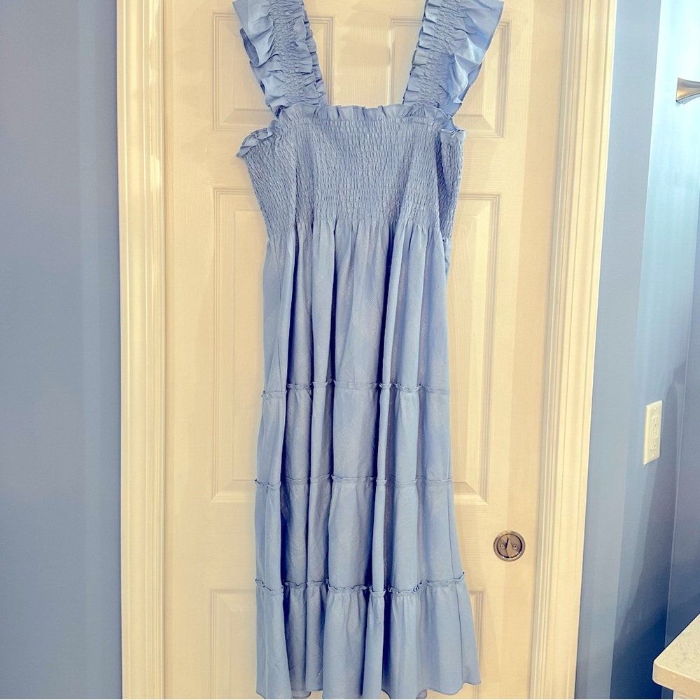 NWOT Hill House Home Ellie Nap Dress - Light Blue Silver Check 2XL